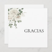 白色フローラスペインのサンキューカード サンキューカード (正面/裏面)