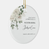 白色フローラスペインの結婚式招待状 セラミックオーナメント (右)