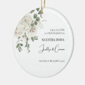 白色フローラスペインの結婚式招待状 セラミックオーナメント (左)