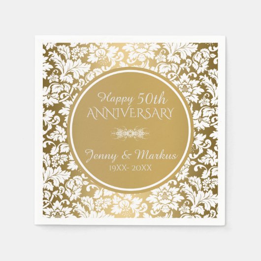 白色フローラダマスクパターン スタンダードカクテルナプキン (正面)