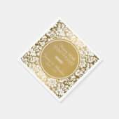 白色フローラダマスクパターン スタンダードカクテルナプキン (角)