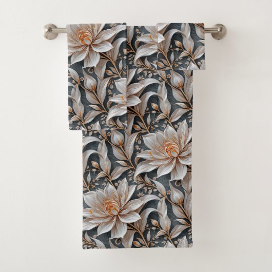 白色フローラファンタジー バスタオルセット (インサイチュ)