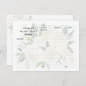 白色フローラブライダルシャワーレシピカード ポストカード (正面/裏面)