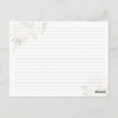 白色フローラブライダルシャワーレシピカード ポストカード (裏面)