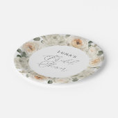 白色フローラブライダルシャワー ペーパープレート (アングル)