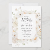 白色フローラブライダルシャワー 招待状 (正面)