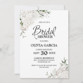 白色フローラブライダルシャワー 招待状 (正面)
