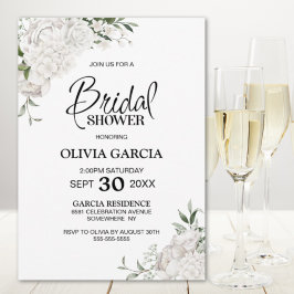 白色フローラブライダルシャワー 招待状