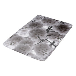 白色フローラプリント バスマット