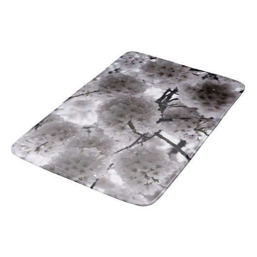 白色フローラプリント バスマット (アングル)