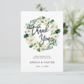 白色フローラリースサンキューカード サンキューカード (スタンド正面)