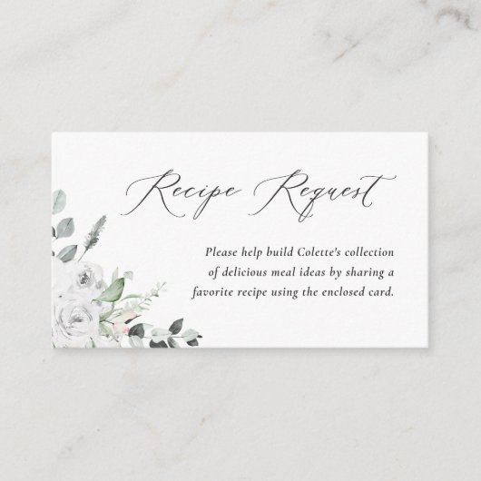 白色フローラレシピ要求シャワーエンクロージャカード エンクロージャーカード (正面)