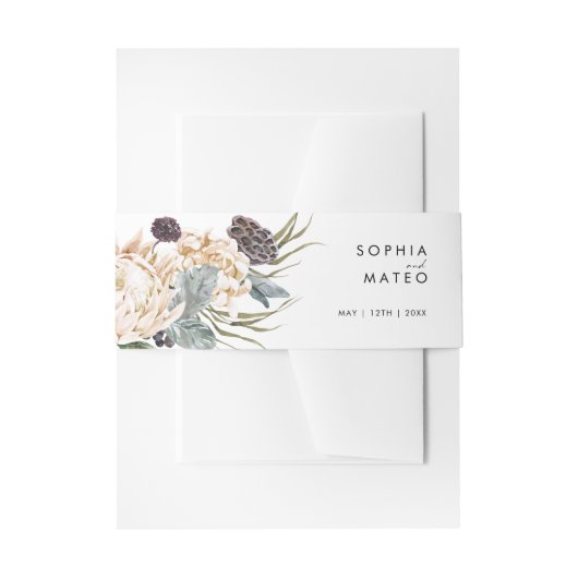 白色フローラ招待状用帯 招待状ベリーバンド (正面例)