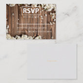 白色フローラ木製RSVP、赤面アクセント ノートカード (正面/裏面)