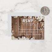 白色フローラ木製RSVP、赤面アクセント ノートカード (正面/裏面インサイチュ)