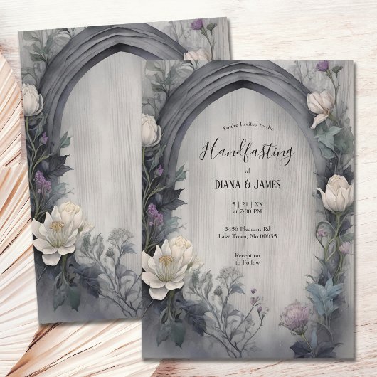 白色フローラ水彩色ゴシック異教の文字飾り 招待状