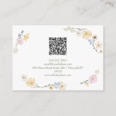 白色フローラ水色（QR付き） 名刺 (裏面)