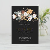 白色フローラ紅葉金ゴールドブライダルシャワー 招待状 (スタンド正面)