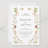 白色フローラ結婚式招待状 招待状 (正面)