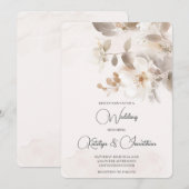 白色フローラ結婚式招待状 招待状 (正面/裏面)