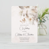 白色フローラ結婚式招待状 招待状 (スタンド正面)