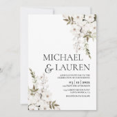 白色フローラ結婚式招待状 招待状 (正面)
