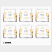 白色フローラ製品包装ラベルオレンジシルバー スクエアシール (シート)