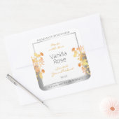 白色フローラ製品包装ラベルオレンジシルバー スクエアシール (封筒)