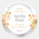 白色フローラ製品包装ラベルオレンジシルバー ラウンドシール (正面)