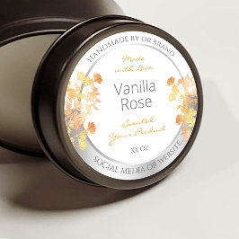 白色フローラ製品包装ラベルオレンジシルバー ラウンドシール