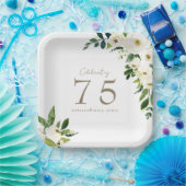 白色フローラ誕生日 ペーパープレート (パーティー)