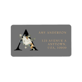 白色フローラ金ゴールドアクセントMonogram A ラベル