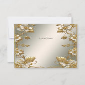 白色フローラ金ゴールド華美サンキューカード サンキューカード (裏面)