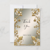 白色フローラ金ゴールド華美サンキューカード サンキューカード (正面)