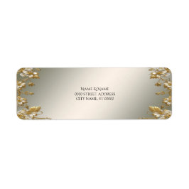 白色フローラ金ゴールド華美差出人住所ラベル ラベル