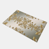 白色フローラ金ゴールド華美形式 ドアマット (アングル)