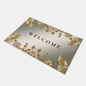白色フローラ金ゴールド華美形式 ドアマット (アングル)