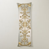 白色フローラ金ゴールド華美抱き枕 ボディピロー (裏面 (縦))
