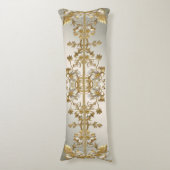 白色フローラ金ゴールド華美抱き枕 ボディピロー (正面縦)