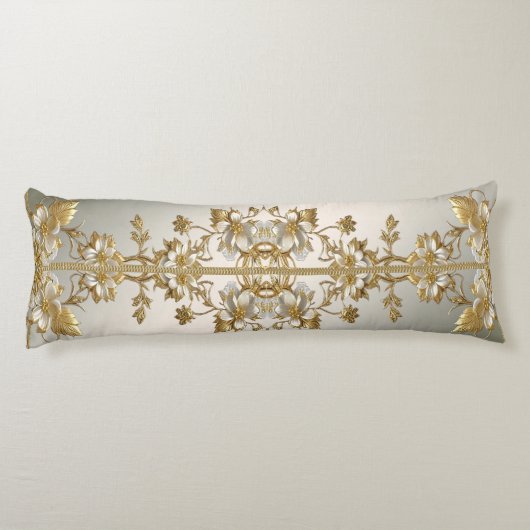 白色フローラ金ゴールド華美抱き枕 ボディピロー (裏面)