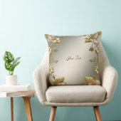 白色フローラ金ゴールド華美装飾用クッション クッション (椅子)