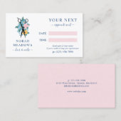 白色フローラ鋏美容師アポイントメント 予約カード (正面/裏面)