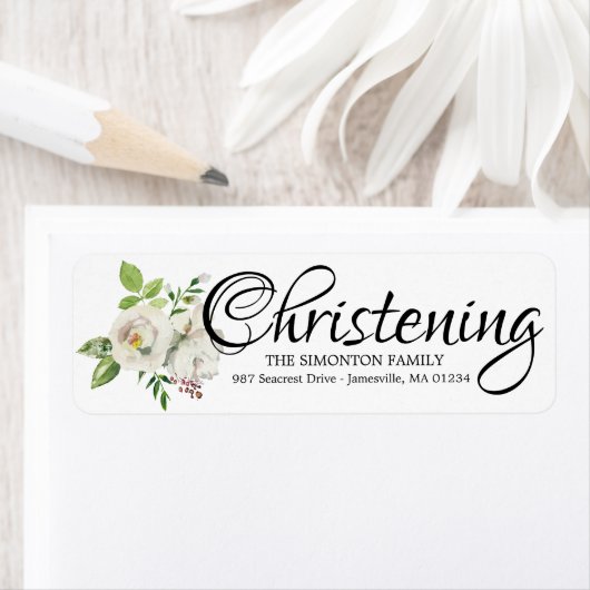 白色フローラ《キリスト教》洗礼式や命名式差出人住所ラベル ラベル (インサイチュ)