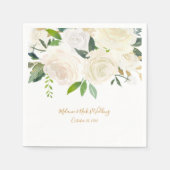 白色フローラ+金ゴールド結婚のtouch スタンダードカクテルナプキン (正面)