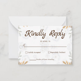 白色フローラRSVPカードエレガントシンプルRSVP ノートカード