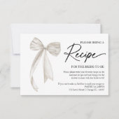 白色ブライダルシャワーレシピ要求エンクロージャ 招待状 (正面)