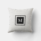 白色ブラック水玉模様パターモダンンとモノグラム クッション (裏面)