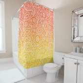 白色ペイズリーオン黄色から赤グラデーション色 シャワーカーテン (インサイチュ)