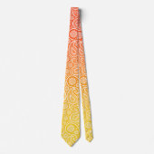 白色ペイズリー赤から黄グラデーション色 ネクタイ (正面)