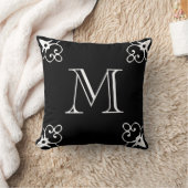 白色モノグラム無地のカラー黒 クッション (ブランケット)